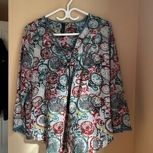 Colorful v neck blouse for spring and summer. Extra soft fabric.